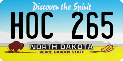ND license plate HOC265