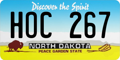 ND license plate HOC267