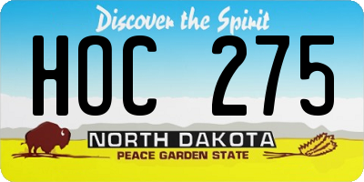 ND license plate HOC275