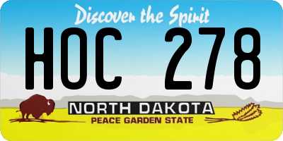 ND license plate HOC278