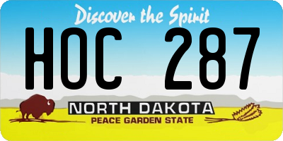 ND license plate HOC287