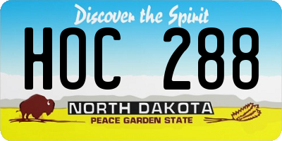 ND license plate HOC288