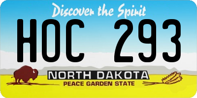 ND license plate HOC293