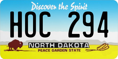 ND license plate HOC294