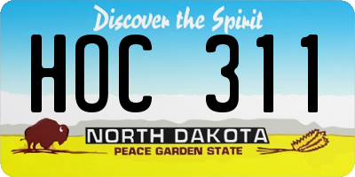 ND license plate HOC311
