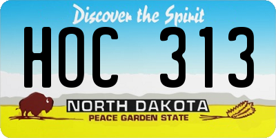 ND license plate HOC313
