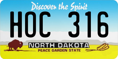 ND license plate HOC316