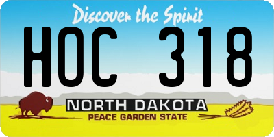 ND license plate HOC318