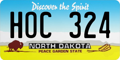 ND license plate HOC324