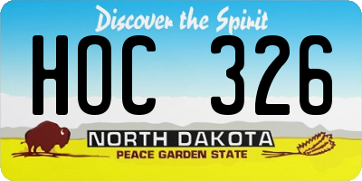 ND license plate HOC326