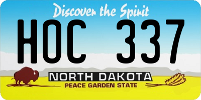 ND license plate HOC337