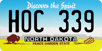ND license plate HOC339