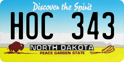 ND license plate HOC343