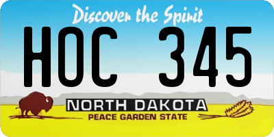 ND license plate HOC345