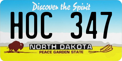 ND license plate HOC347