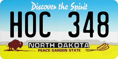 ND license plate HOC348