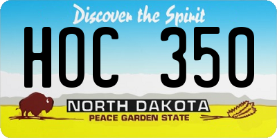 ND license plate HOC350