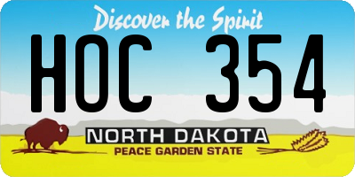 ND license plate HOC354