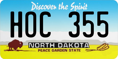 ND license plate HOC355