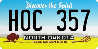 ND license plate HOC357