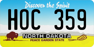 ND license plate HOC359