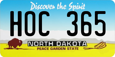 ND license plate HOC365