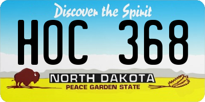 ND license plate HOC368