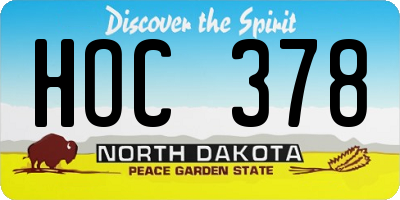 ND license plate HOC378