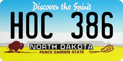 ND license plate HOC386