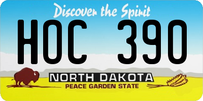 ND license plate HOC390