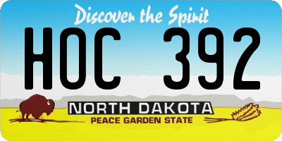 ND license plate HOC392