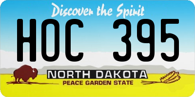 ND license plate HOC395