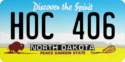 ND license plate HOC406