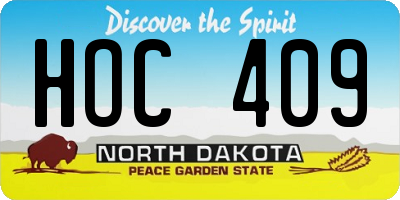ND license plate HOC409
