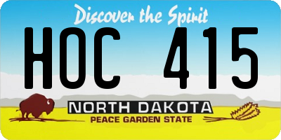 ND license plate HOC415