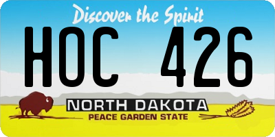 ND license plate HOC426