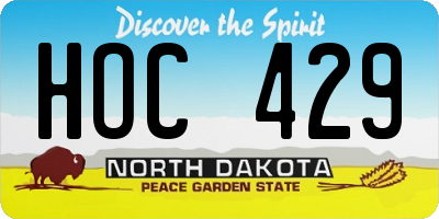 ND license plate HOC429