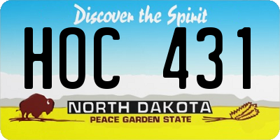 ND license plate HOC431