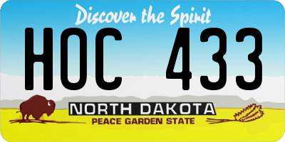 ND license plate HOC433