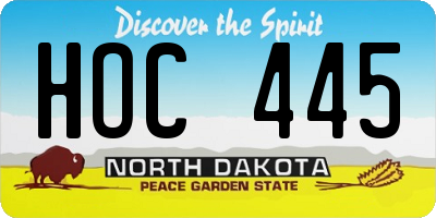ND license plate HOC445