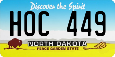 ND license plate HOC449