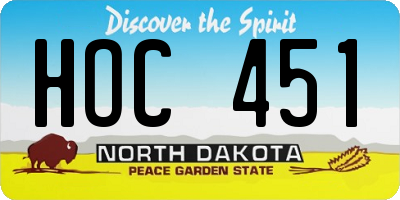ND license plate HOC451