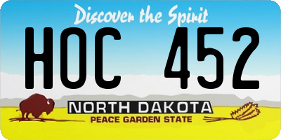 ND license plate HOC452