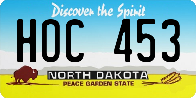 ND license plate HOC453