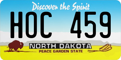 ND license plate HOC459