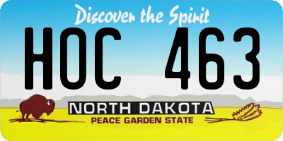 ND license plate HOC463