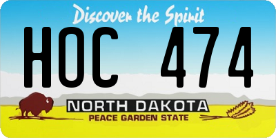 ND license plate HOC474