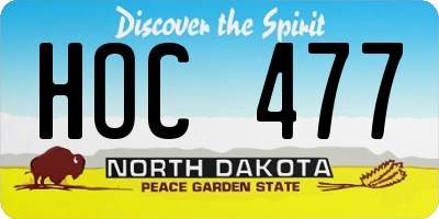ND license plate HOC477