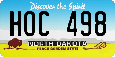 ND license plate HOC498