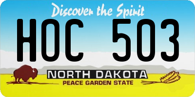 ND license plate HOC503